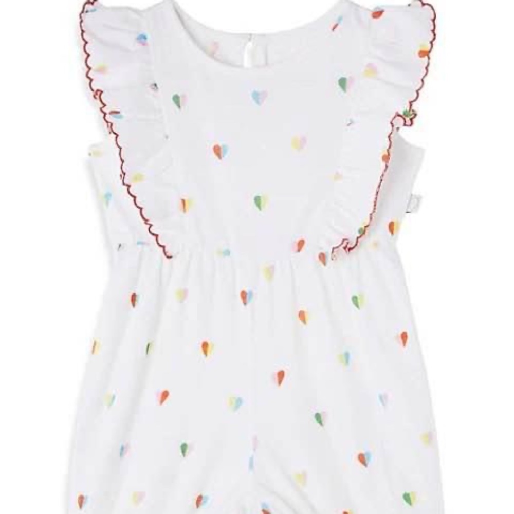 BRAND NEW baby girl stella mccartney kids heart ruffle romper onesie size 6M